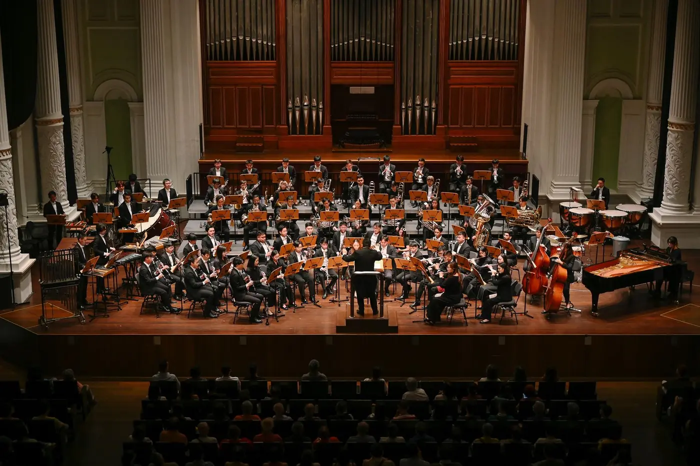 VENTUS wind orchestra on the Victoria Concert Hall stage, Singapore